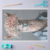Roze krullend hoofd lama decoupage tissuepapier (Craft)