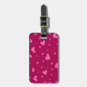 Roze krullende harten bagagelabel (Voorkant verticaal)
