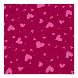 Roze krullende harten poster