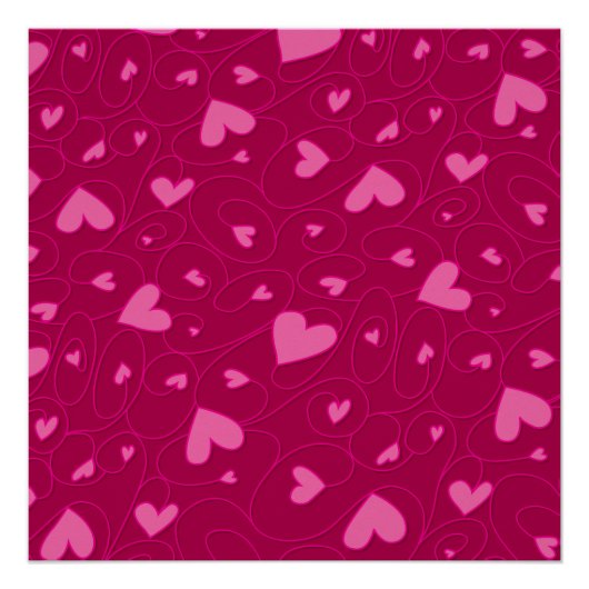 Roze krullende harten poster (Voorkant)