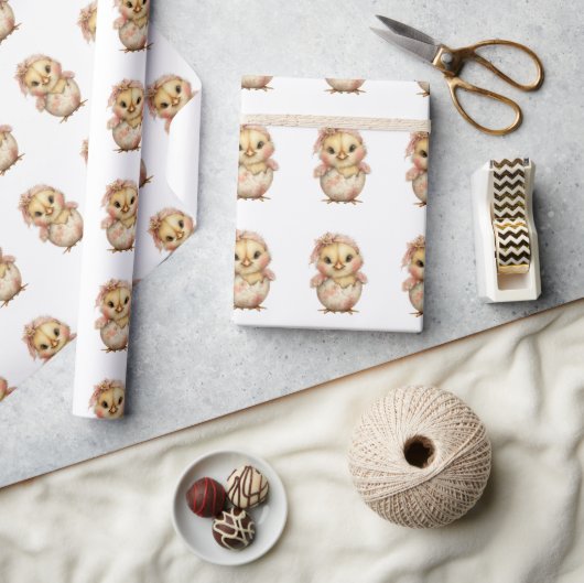 Roze Kuiken Inpakpapier (Crafts)