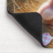 Roze kuiken met gingham eierschaal muismat (Hoek)