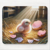 Roze kuiken met gingham eierschaal muismat (Voorkant)