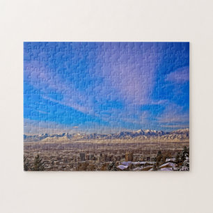 Roze kuisde hemel boven Salt Lake City, Utah Puzzl Legpuzzel