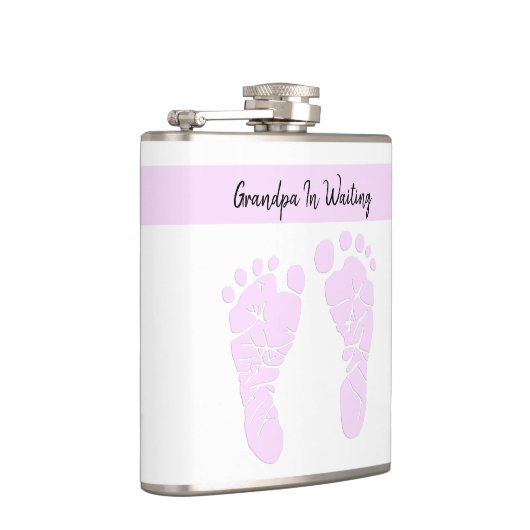 Roze kunst Baby Voetafdrukken opa voor zwangerscha Heupfles (Rechts)