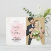 Roze Kunst Bruiloft Uitnodigingen met foto (Staand voorkant)