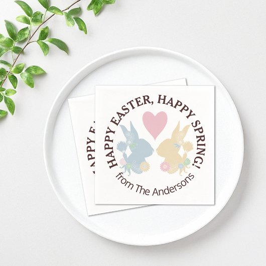 Roze kunst en kleurrijk paaspaaspapier servet