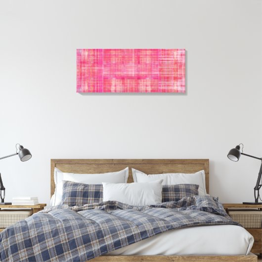 Roze Kunst Kleurenschilderij Verpakt Canvas Print (Insitu (Slaapkamer))