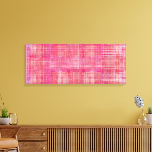 Roze Kunst Kleurenschilderij Verpakt Canvas Print (Insitu (Woonkamer))