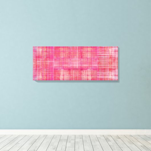 Roze Kunst Kleurenschilderij Verpakt Canvas Print (Insitu (Houten vloer))