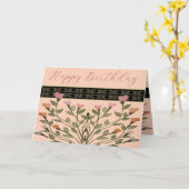 Roze Kunst Ontworpen Kaart (Gele Bloem)