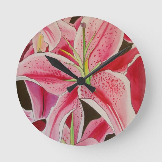 Roze kunstbloem van de Stargazer Ronde Klok (Voorkant)