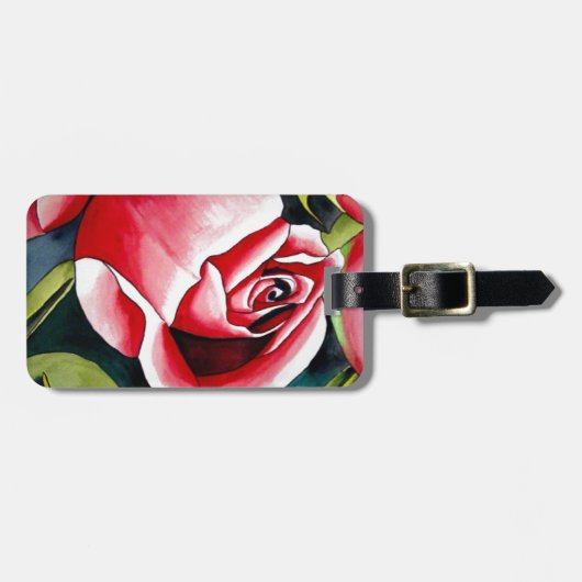 Roze kunstbloem voor het schilderen van waterverf  bagagelabel (Voorkant horizontaal)