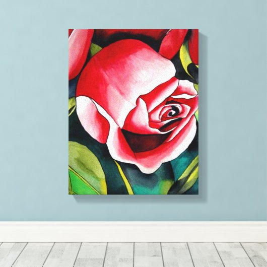 Roze kunstbloem voor het schilderen van waterverf  canvas afdruk (Insitu (Houten vloer))
