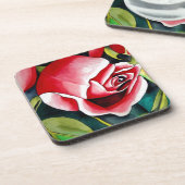 Roze kunstbloem voor het schilderen van waterverf drankjes onderzetter (Linkerzijde)