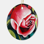 Roze kunstbloem voor het schilderen van waterverf  keramisch ornament (Links)