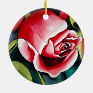 Roze kunstbloem voor het schilderen van waterverf keramisch ornament
