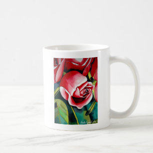Roze kunstbloem voor het schilderen van waterverf koffiemok