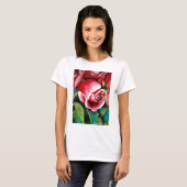 Roze kunstbloem voor het schilderen van waterverf  t-shirt (Voorkant volledig)