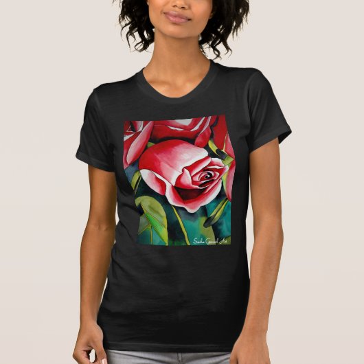 Roze kunstbloem voor het schilderen van waterverf  t-shirt (Voorkant)