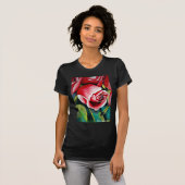 Roze kunstbloem voor het schilderen van waterverf  t-shirt (Voorkant volledig)