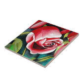 Roze kunstbloem voor het schilderen van waterverf tegeltje (Zijkant)