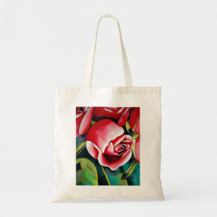 Roze kunstbloem voor het schilderen van waterverf tote bag