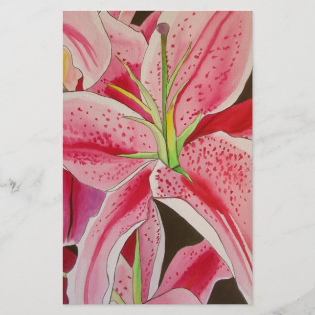 Roze kunstbloem voor waterverf (Voorkant)