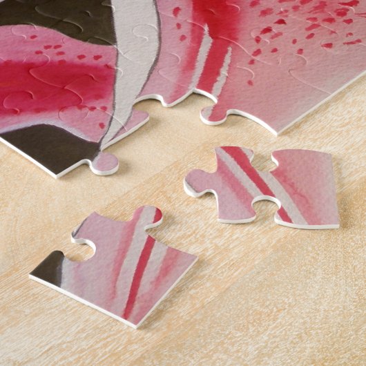 Roze kunstbloem voor waterverf legpuzzel (Zijkant)