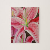 Roze kunstbloem voor waterverf legpuzzel (Verticaal)