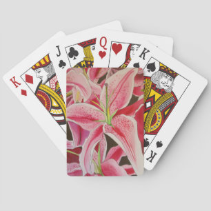 Roze kunstbloem voor waterverf pokerkaarten
