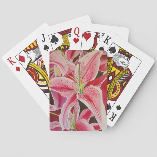 Roze kunstbloem voor waterverf pokerkaarten (Achterkant)