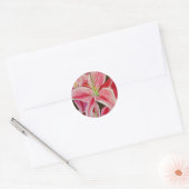 Roze kunstbloem voor waterverf ronde sticker (Envelop)