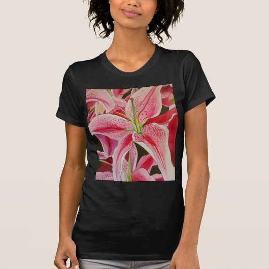 Roze kunstbloem voor waterverf t-shirt (Voorkant)