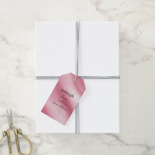 Roze kunstleder cadeaulabel (Met Touw)