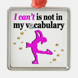 ROZE KUNSTSCHAATSEN DOELEN EN DROMEN METALEN ORNAMENT