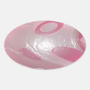roze kunststof ovale sticker