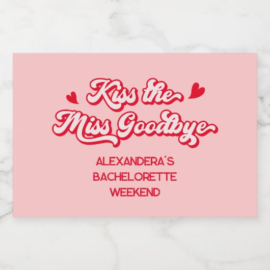 Roze Kus de juffrouw vaarwel vrijgezellenfeest cha Sparkling Wijnetiket (Enkel label)