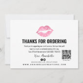 Roze kus lippen bedankje bedankkaart (Achterkant)