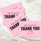 Roze kus lippen bedankje bedankkaart
