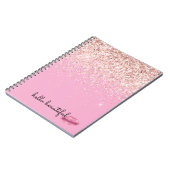 Roze Kus Lippen Blush Glitter         Notitieboek (Linkerzijde)
