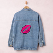 Roze kus lippen gepersonaliseerd denim jacket (Hangar)