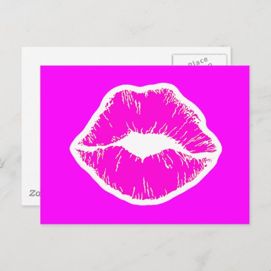 Roze kus lippen lippenstift make-up schoonheid mod briefkaart (Voorkant / Achterkant)