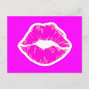 Roze kus lippen lippenstift make-up schoonheid mod briefkaart