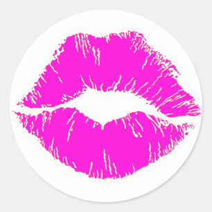 Roze kus lippen lippenstift make-up schoonheid mod ronde sticker