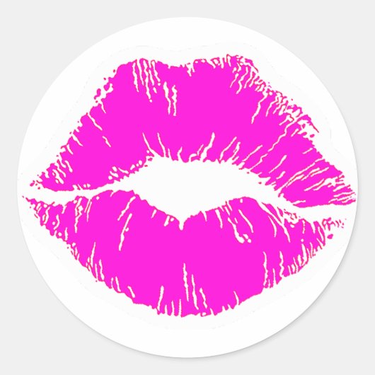 Roze kus lippen lippenstift make-up schoonheid mod ronde sticker (Voorkant)