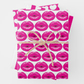 Roze kus lips die papierset ompakken inpakpapier vel (In situ)