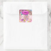 Roze kus Lips Glitter Holographic Business Name Vierkante Sticker (Tas)