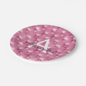 Roze Kussen Monogram Naam en Initiaal Papieren Bordje (Gekanteld)