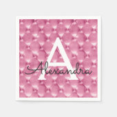 Roze Kussen Monogram Naam en Initiaal Servet (Voorkant)